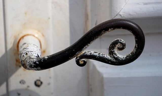 handle, door, entry, door handle, iron, metal, wooden door