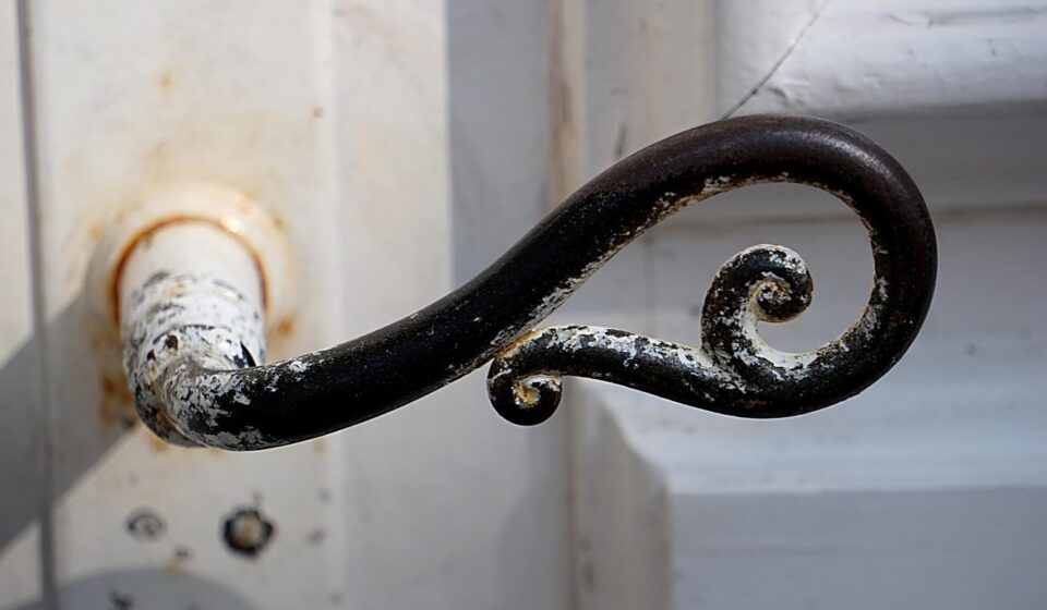 handle, door, entry, door handle, iron, metal, wooden door