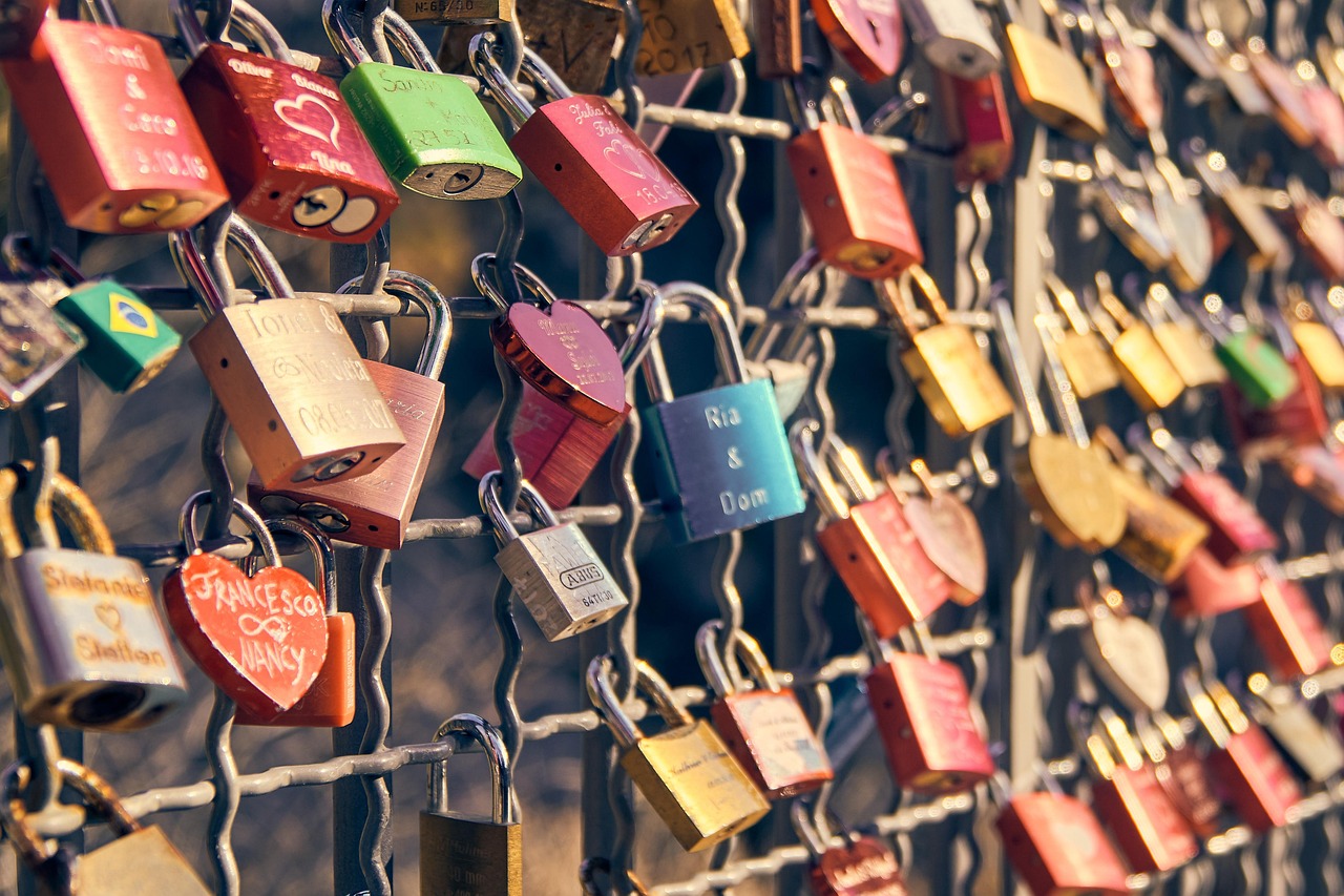 love lock, padlock, railing, love, lock, love padlock, symbol, bridge, tradition, closeup