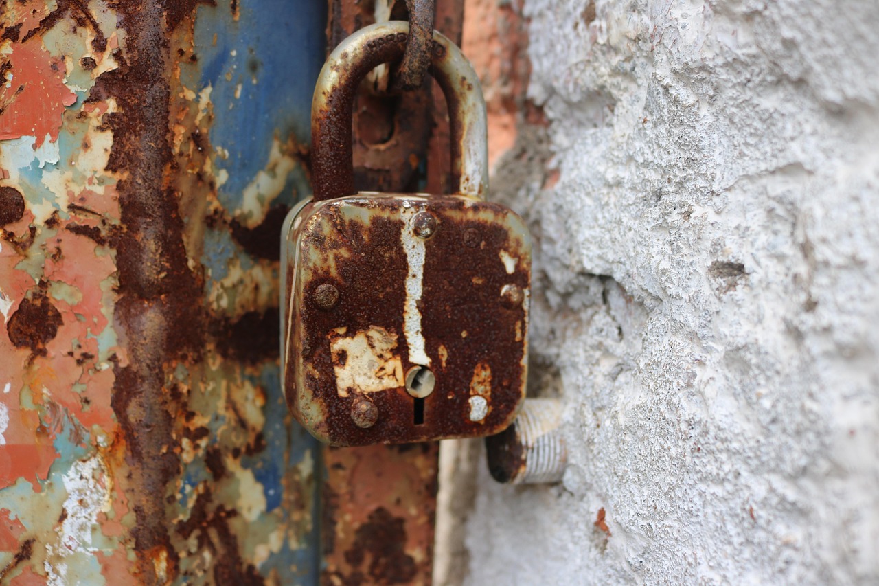 rust, antique, vintage, ancient, lock, key, door, wall, rust lock, ancient lock, brown door, brown key