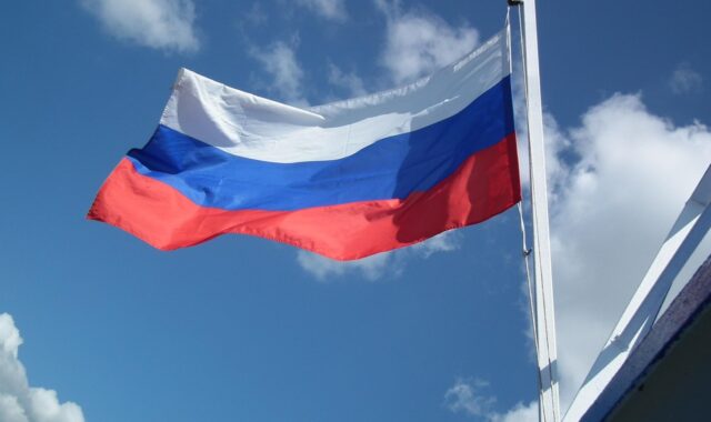 flag, russia, banner, moscow, nature, clouds, flutter, white, blue, red, strip, blow, wind