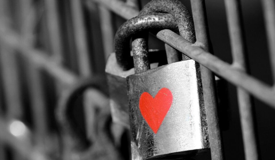 heart, lock, fence, bridge, castle, bike lock, love castle, red, love, relationship, forever