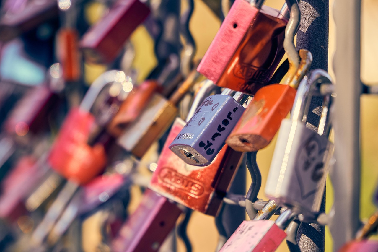 love lock, padlock, railing, love, lock, love padlock, symbol, bridge, tradition, closeup