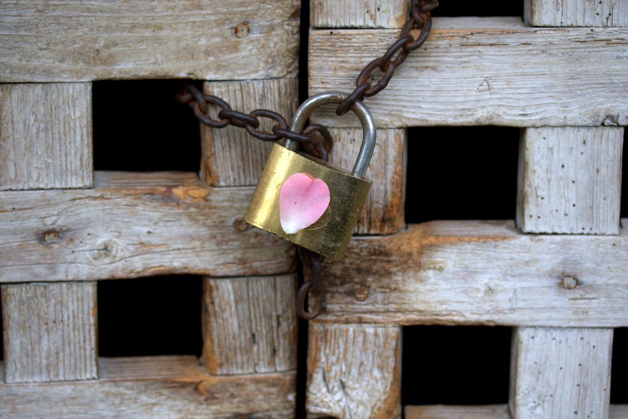 lock, love, heart, locked, the metaphor, door, wood