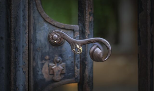 door handle, gate, old, entrance, door, steel, closed, rust, protection, retro, lock, handle, metal