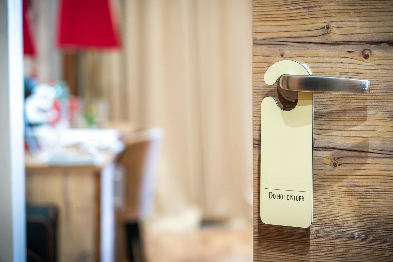 hotel, privacy, room, sign, do not disturb, door handle, travel, motel, entrance, service, door knob